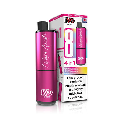 Pink IVG vape device with packaging on a white background
