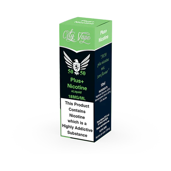City Vape Plus+ Nicotine e-liquid packaging on a white background