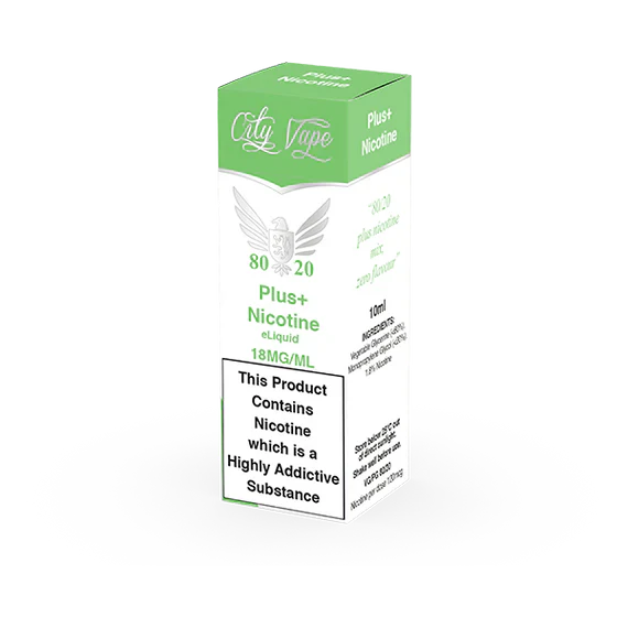 City Vape Plus+ Nicotine e-liquid packaging on a white background