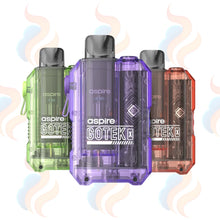 Three Aspire Gotek X Vape devices on a white background with UK Vape Supply Logo
