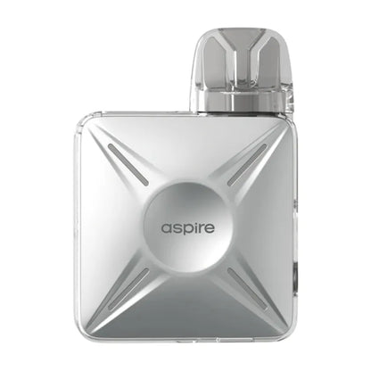 Silver vape device with 'aspire' branding on a white background