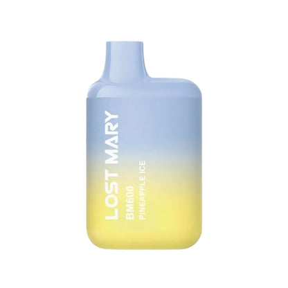 Gradient blue to yellow bottle with 'Lost Mary' branding on a white background