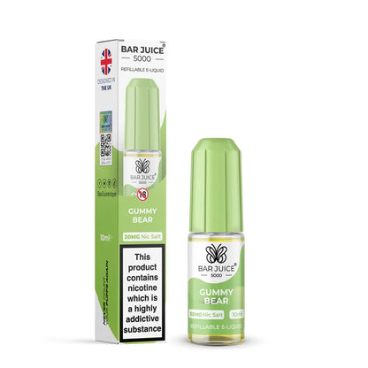 Bar Juice Gummy Bear e-liquid bottle and packaging on a white background