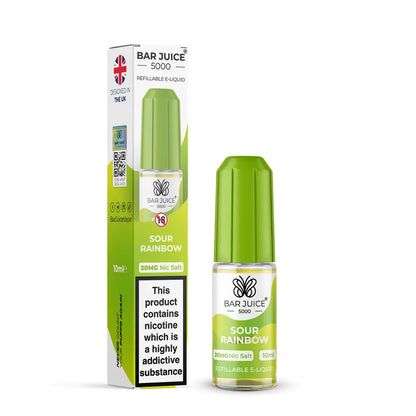 Bar Juice Sour Rainbow e-liquid bottle and packaging on a white background
