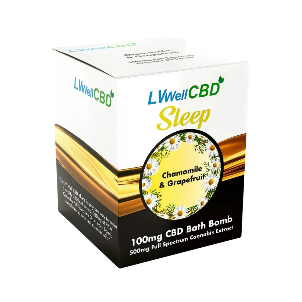 Box of LVWellCBD Sleep Chamomile & Grapefruit CBD Bath Bomb on a white background