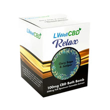 LVWellCBD Relax bath bomb packaging on a white background