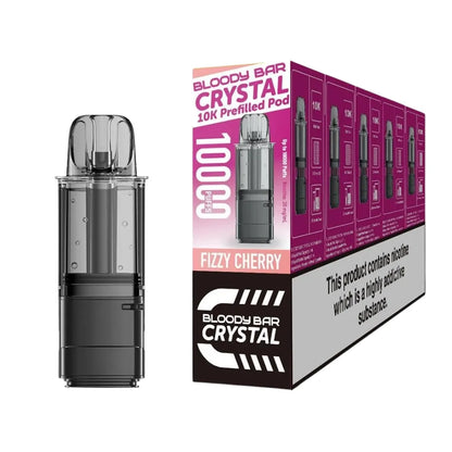 Bloody Bar Crystal 10k refill pod cartridges fizzy cherry on a white background