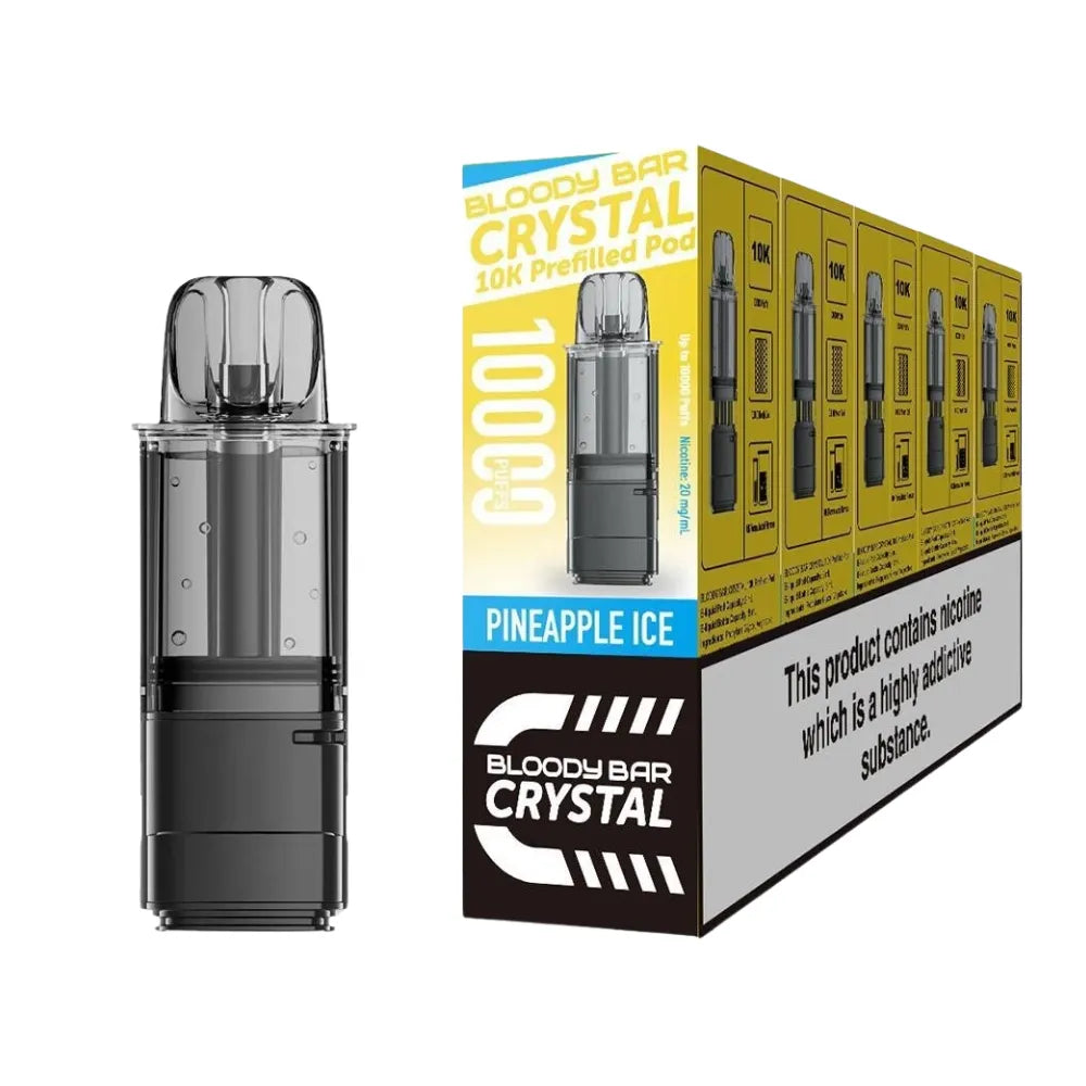 Bloody Bar Crystal 10k refill pod cartridges pineapple ice on a white background