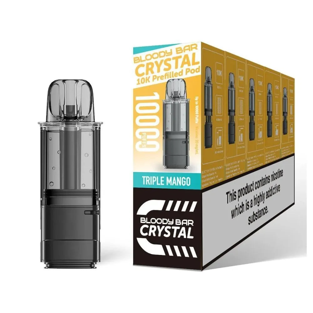 Bloody Bar Crystal 10k refill pod cartridges triple mango on a white background