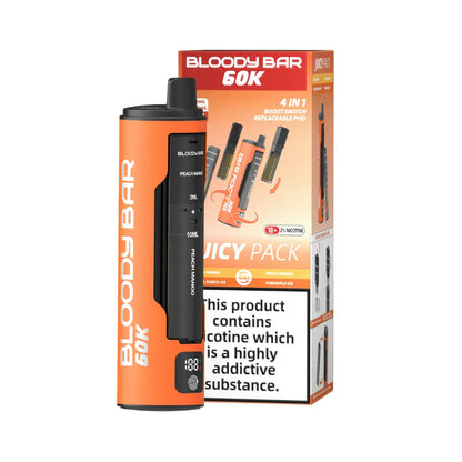 Bloody Bar 60K vape device and packaging on a white background
