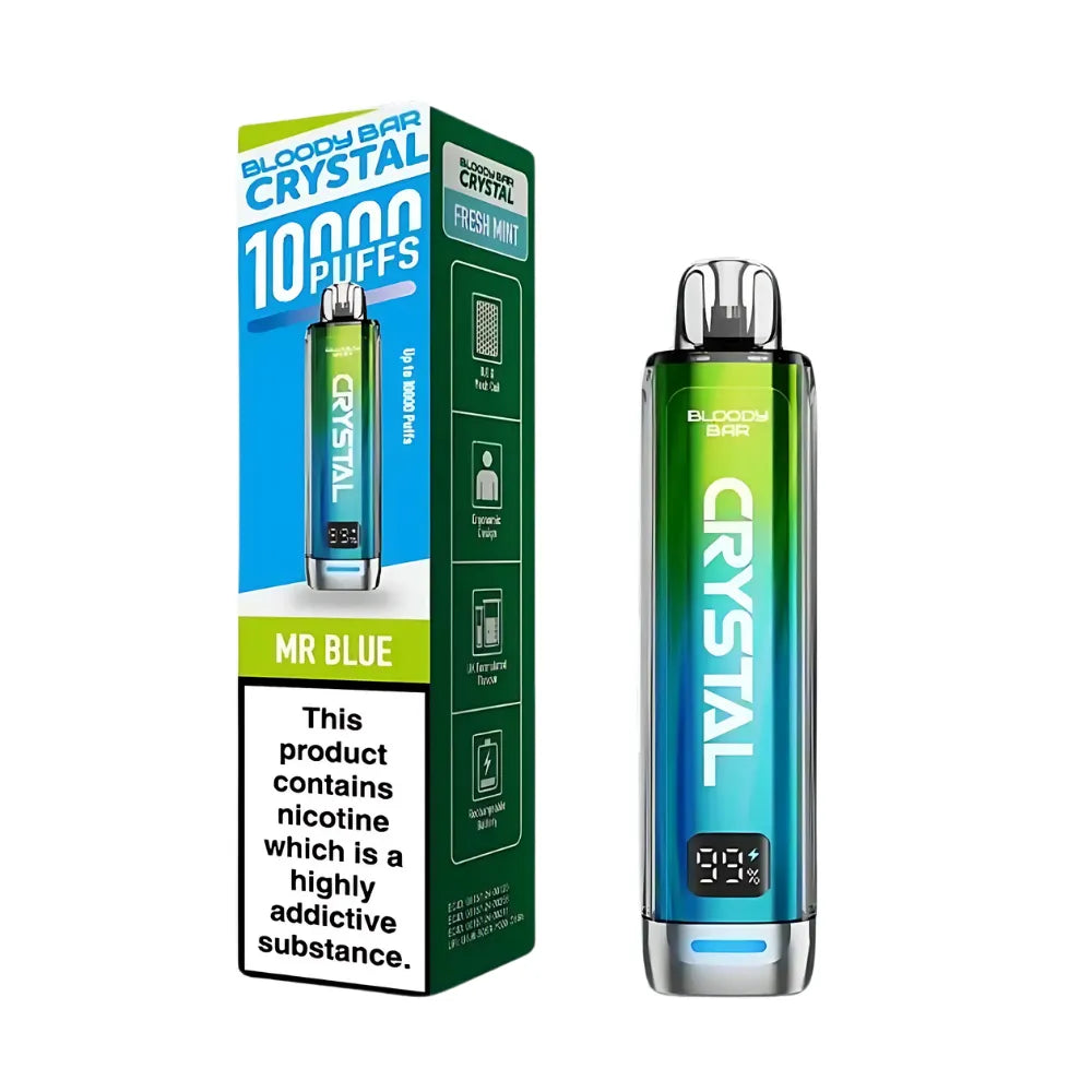 Bloody Bar Crystal vape device and packaging on a white background