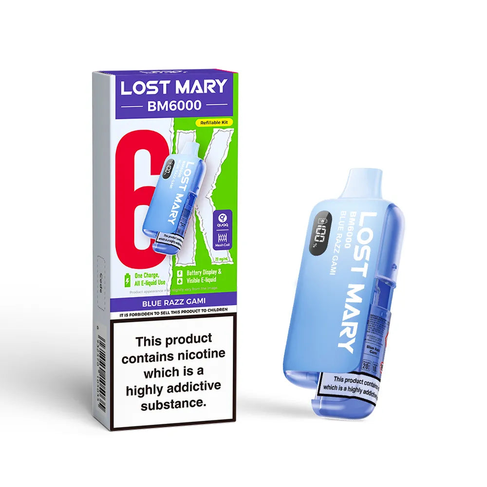 Lost Mary BM6000 vape device packaging with product on a white background