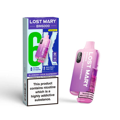 Lost Mary BM6000 vape device and packaging on a white background