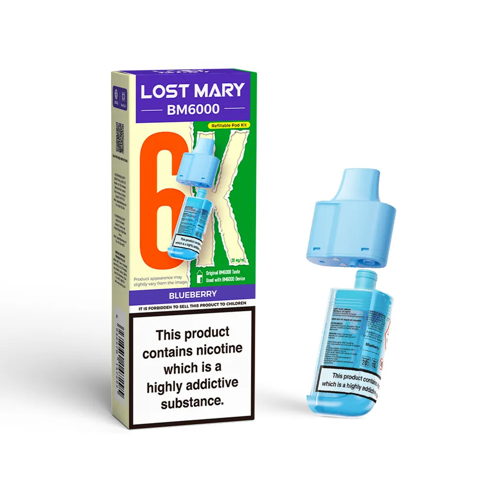 Lost Mary BM6000 refill pod cartridges on a white background