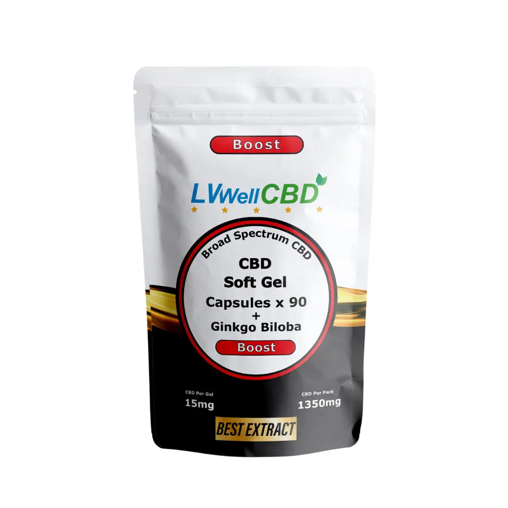 LVWellCBD CBD Soft Gel Capsules packaging on a white background
