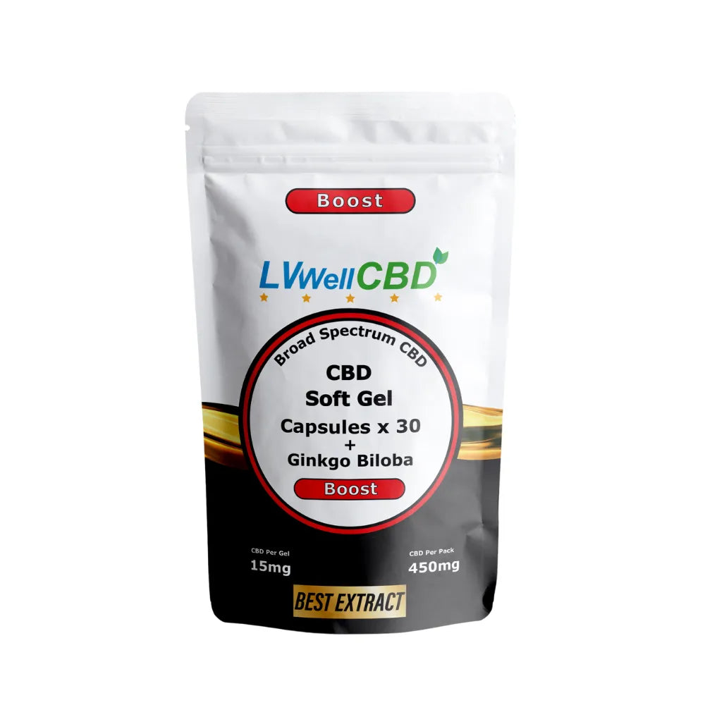 LVWellCBD CBD Soft Gel Capsules packaging on a white background