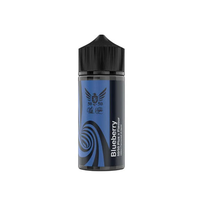 Blueberry-flavoured e-liquid bottle on a white background
