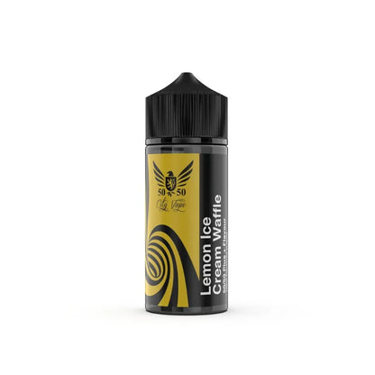 Vape juice bottle labeled 'Lemon Ice Cream Waffle' on a white background
