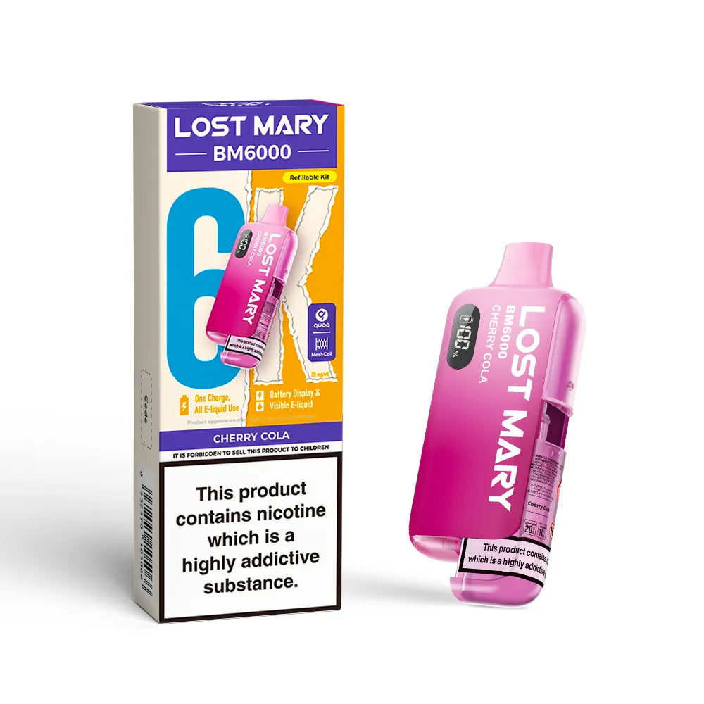 Lost Mary BM6000 vape device and packaging on a white background