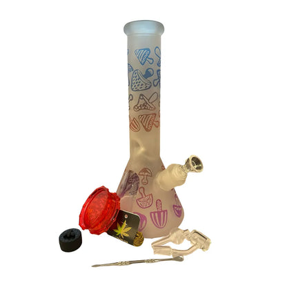 Chongz blue glass waterpipe gift set with colourful designs and complete accessories