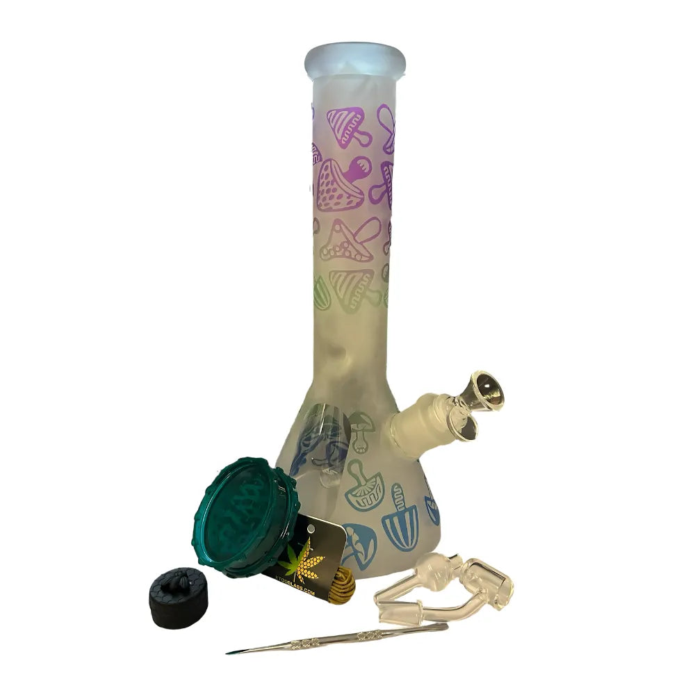 Chongz purple glass waterpipe gift set with colourful decorative designs