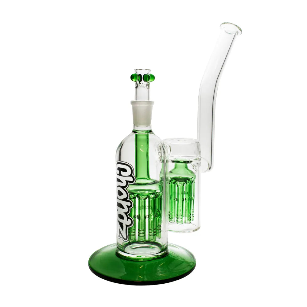 Clear Chongz 27.5cm "Wizard's Sleeve" bong with a green base and body on a white background.