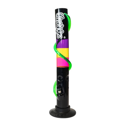 Black Chongz bong with colorful design on a white background