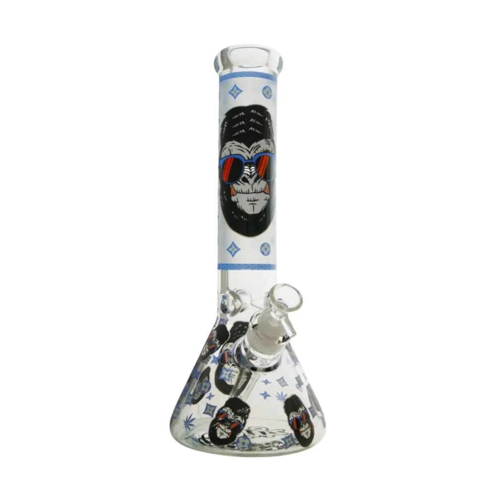 Chongz glass bong with decorative "Monkey" design on a white background
