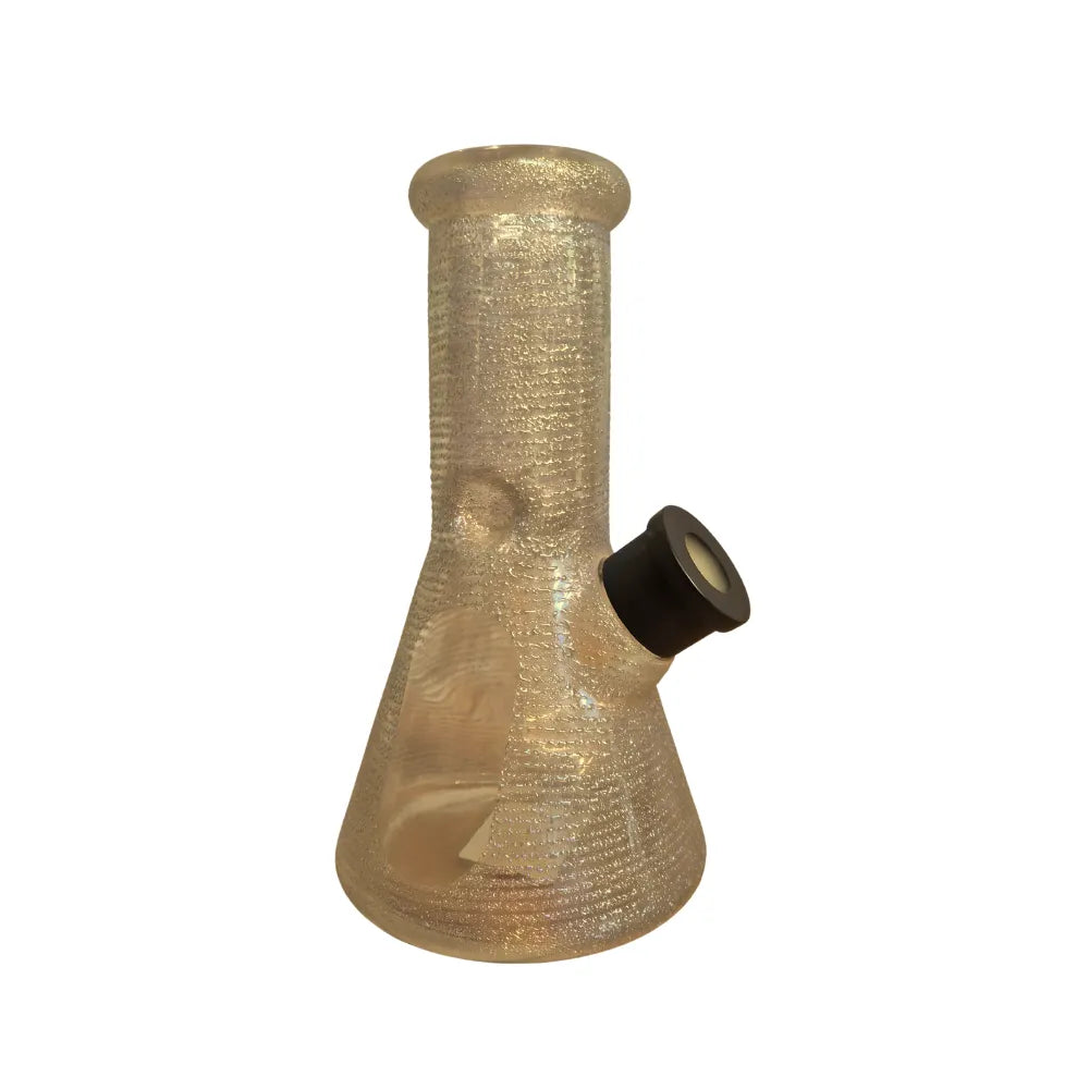 Gold reflective glass water pipe on a white background