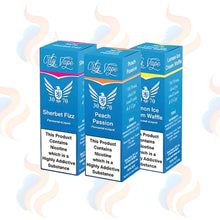Three City Vape 30/70 E-liquids on a white background with UK Vape Supply Logo
