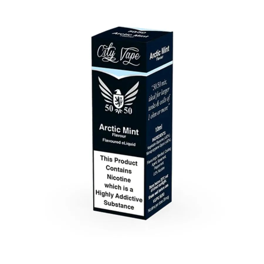 City Vape 50/50 Arctic Mint e-liquid packaging on a white background