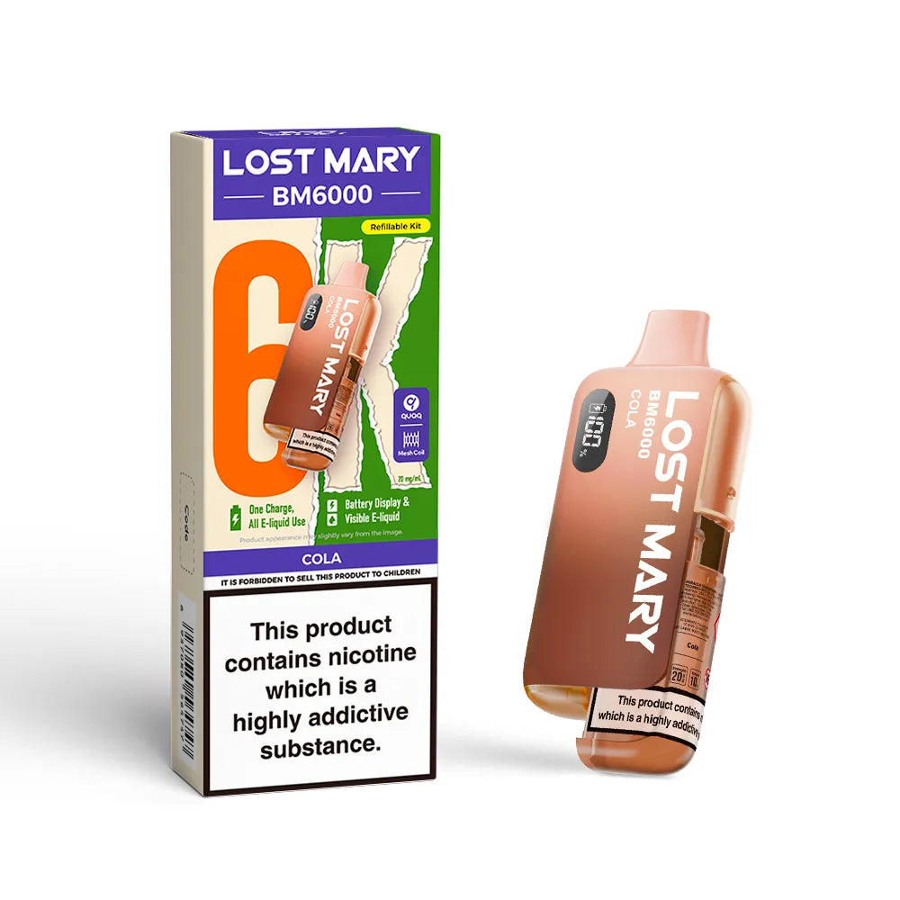 Lost Mary BM6000 vape device and packaging on a white background
