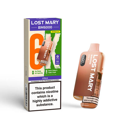 Lost Mary BM6000 vape device and packaging on a white background