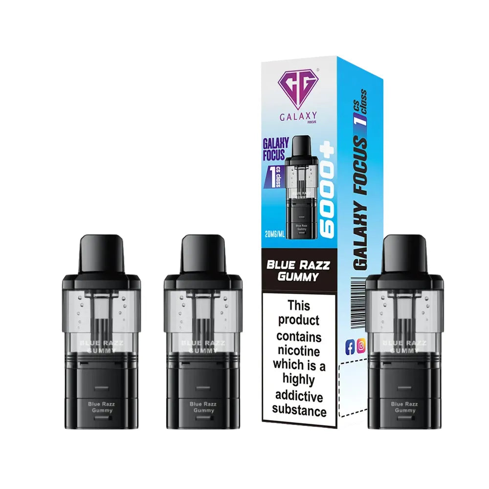 Three Crystal Galaxy refill replacement pods with packaging on a white background