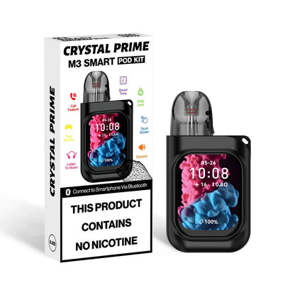 Black Crystal Prime M3 Smart Pod Kit with packaging on a white background