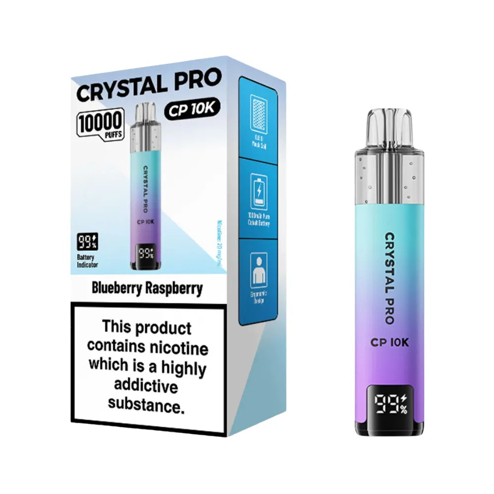 Crystal Pro CP 10K vape device and packaging on a white background
