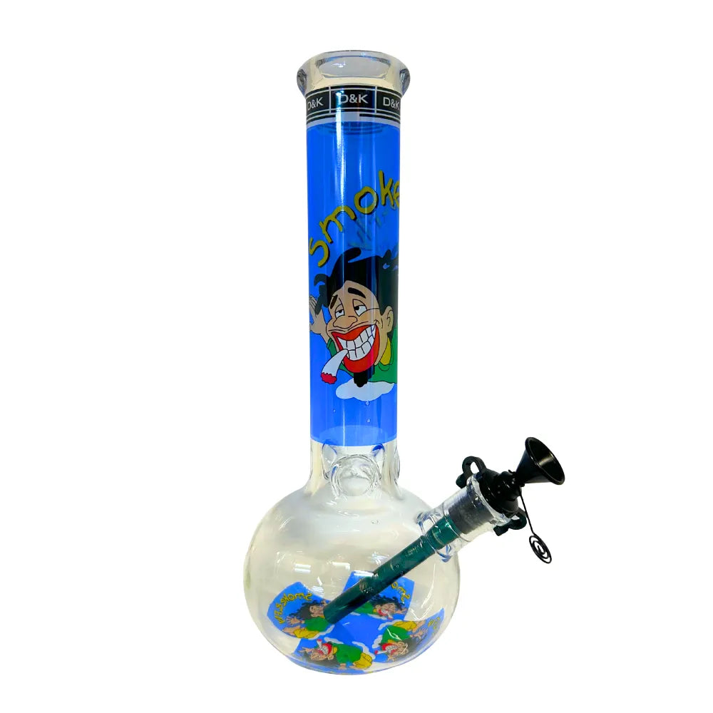 D&K Glass smoking device with cartoon character on a white background
