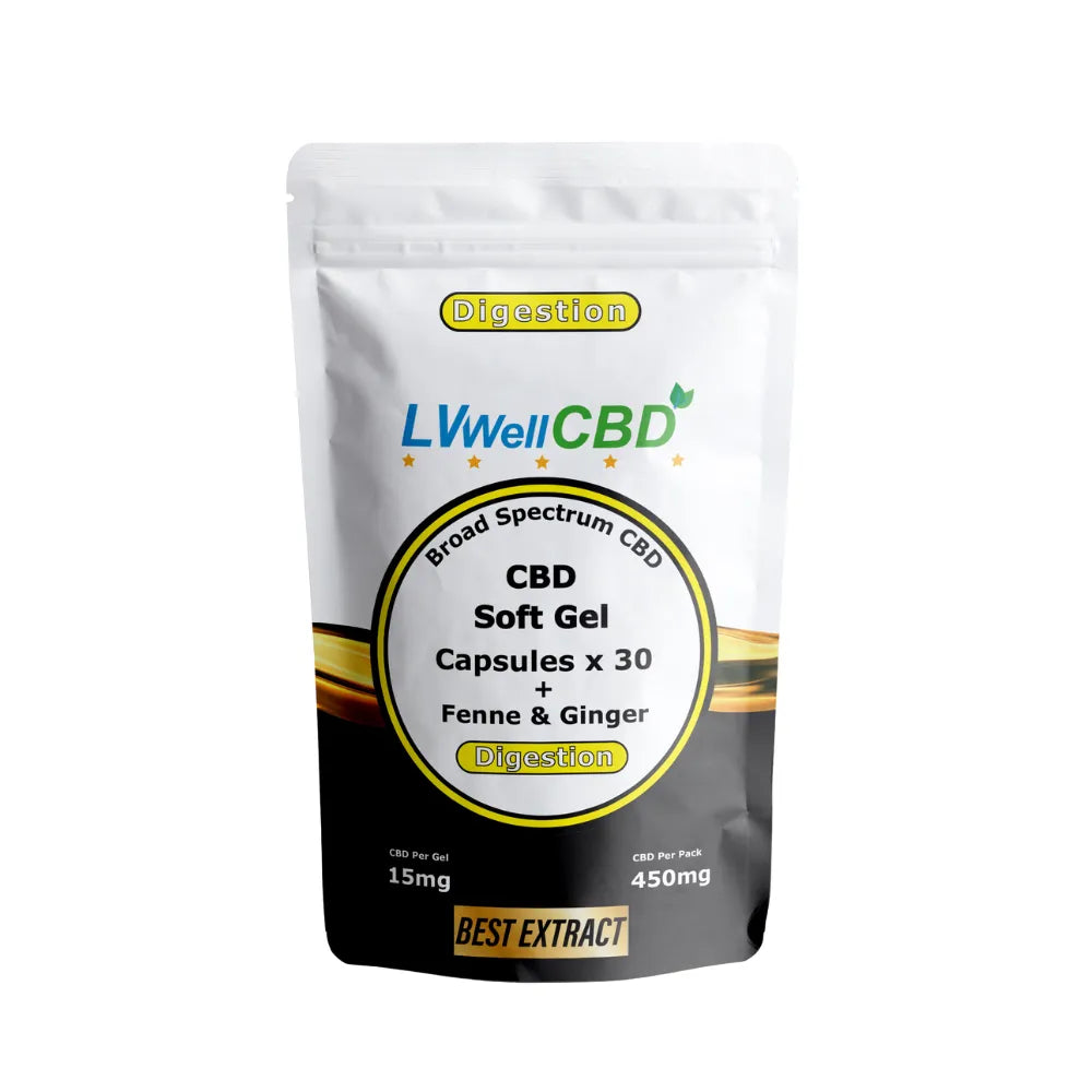 LVWellCBD CBD Soft Gel Capsules packaging on a white background