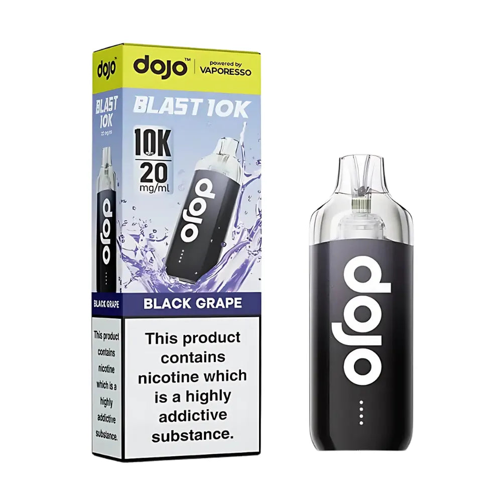 Dojo vape device and packaging on a white background
