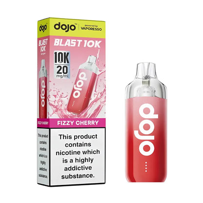 Red 'dojo' vape device with packaging on a white background