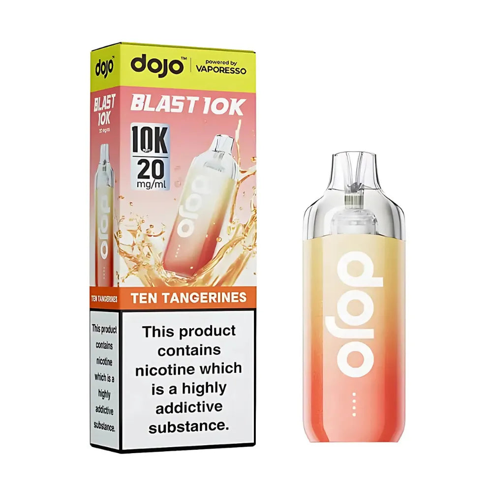  dojo vape device and packaging with 'Blast 10K' flavor on a white background