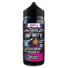 Doozy Infinity Blackcurrant Passion Ice vape juice bottle on a white background