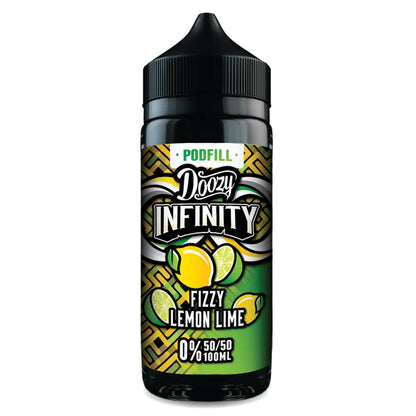 Doozy Infinity Fizzy Lemon Lime vape juice bottle on a white background