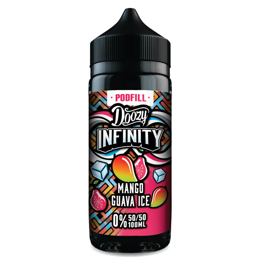 Doozy Infinity Mango Guava Ice vape juice bottle on a white background