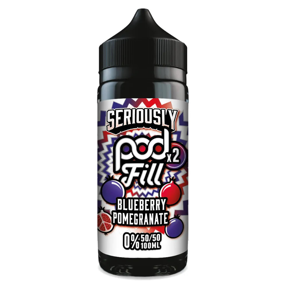 Vape juice bottle with colorful label on a white background