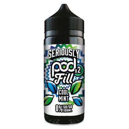 Vape pod bottle with 'Seriously Pod Fill' label on a white background