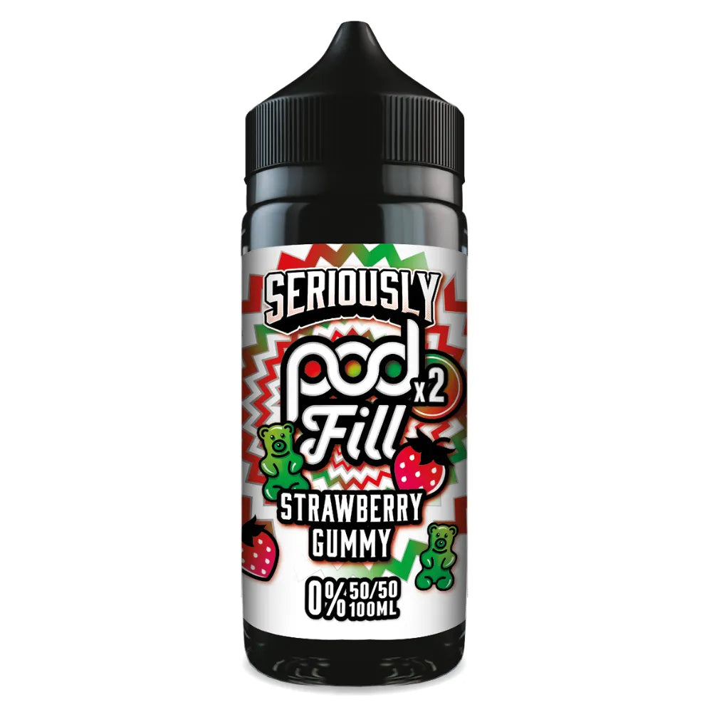 doozy pod fill strawberry gummy with colorful label on a white background