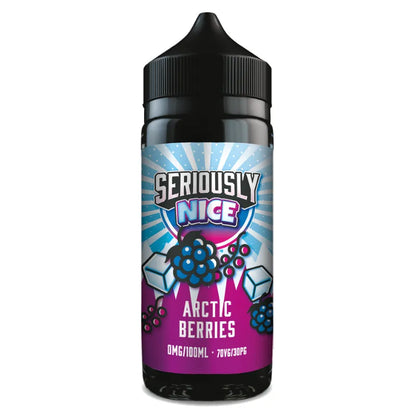 Vape juice bottle with 'Seriously Nice' label featuring Arctic Berries flavor on a white background