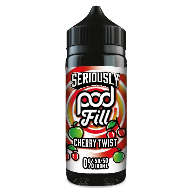 Vape pod bottle with 'Seriously Pod Fill' label on a white background