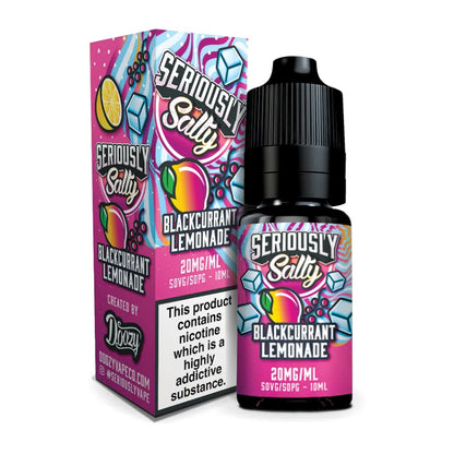 Seriously Salty Blackcurrant Lemonade vape juice packaging on a white background